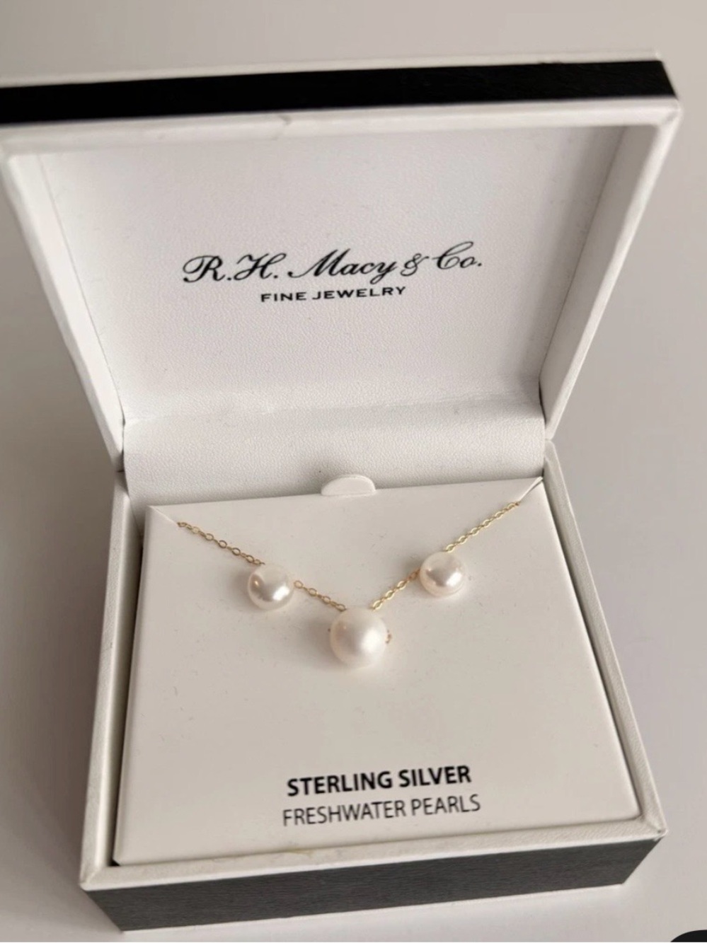 $100 Macys Sterling Silver Freshwater Pearl Necklace earring Dainty Jewelry gift